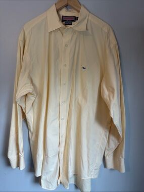 Vineyard Vines Yellow Whale Shirt Button Down Preppy Collared Shirt, XL
